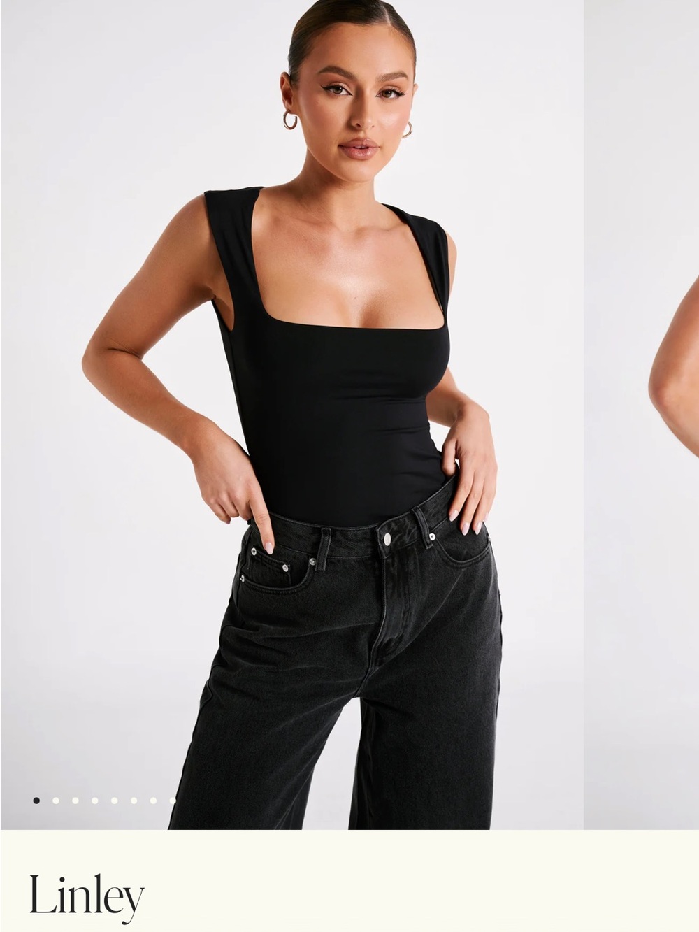 Meshki Black Square Neck Top Size Small - NWT - Very Flattering - Wear Day/Night